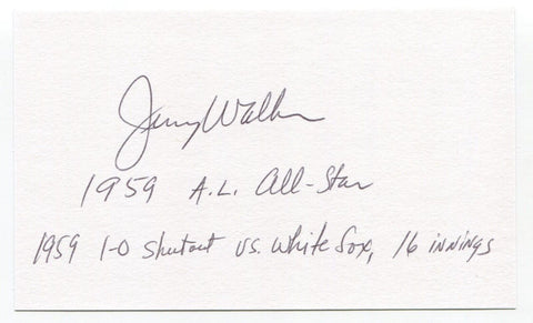 Jerry Walker Signed 3x5 Index Card Autograph Baltimore Orioles Pitcher Shut Out