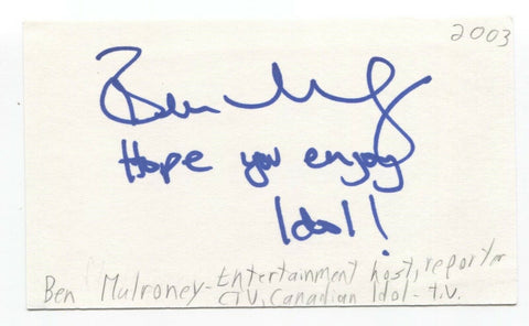 Ben Mulroney Signed 3x5 Index Card Autograph Signature Host