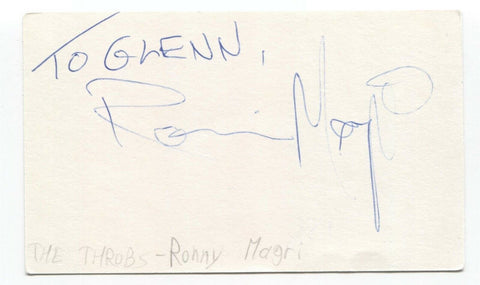 The Throbs - Ronnie Magri Signed 3x5 Index Card Autographed Signature Band