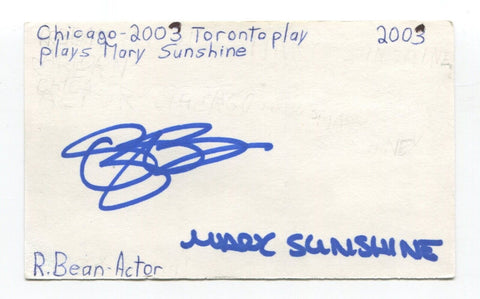 R. Bean Signed 3x5 Index Card Autographed Actress Chicago Plays Mary Sunshine
