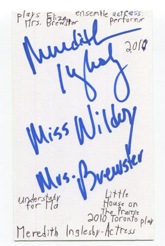 Meredith Inglesby Signed 3x5 Index Card Autographed Actress Law And Order
