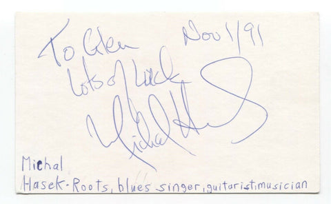 Michal Hasek Signed 3x5 Index Card Autographed Signature Musician Singer Roots