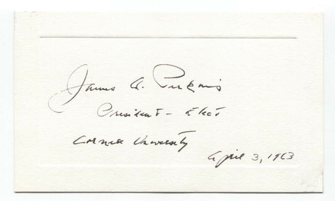 James Perkins Signed Card Autographed Signature Cornell President
