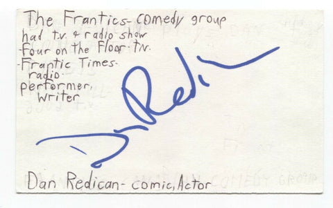 Dan Redican Signed 3x5 Index Card Autograph Signature Comedian Writer