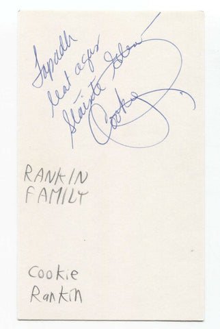 The Rankin Family - Cookie Rankin Signed 3x5 Index Card Autographed Signature