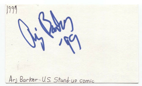 Arj Barker Signed 3x5 Index Card Autographed Signature Comedian Actor