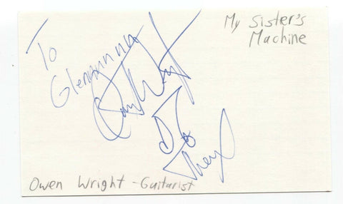 My Sister's Machine - Owen Wright Signed 3x5 Index Card Autographed Signature