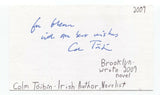 Colm Toibin Signed 3x5 Index Card Autographed Signature Author Writer