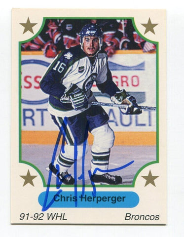 1991 7th Inning Sketch Chris Herperger Signed Card Hockey Autograph AUTO #189