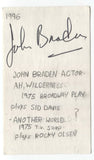 John Braden Signed 3x5 Index Card Autograph Signature Actor