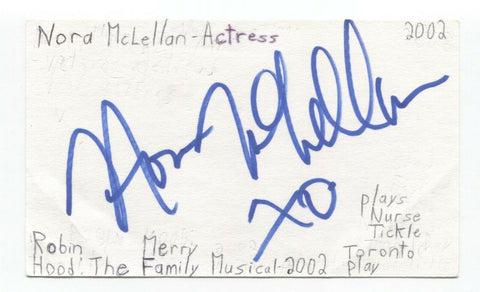 Nora McLellan Signed 3x5 Index Card Autograph Signature Actress X Files 