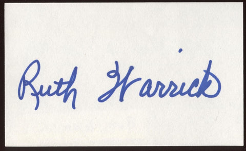 Ruth Warrick Signed Index Card Signature Vintage Autographed AUTO 