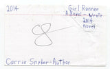 Carrie Snyder Signed 3x5 Index Card Autographed Signature Writer Author