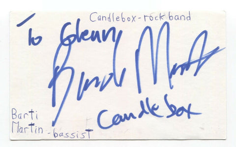 Bardi Martin Signed 3x5 Index Card Autographed Signature Candlebox