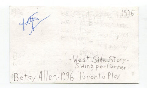 Betsy Allen Signed 3x5 Index Card Autographed Actress West Side Story