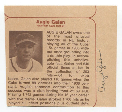 Augie Galan And Randy Hundley Signed Cut Autographed MLB Baseball