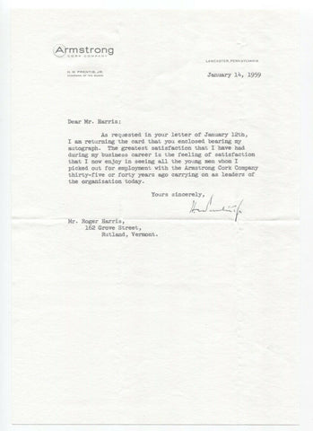 Henning Webb Prentis Jr. Signed Letter Autographed Signature Businessman