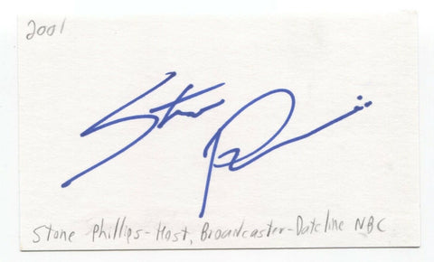 Stone Phillips Signed 3x5 Index Card Autographed Signature Dateline