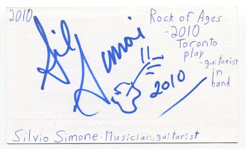 Silvio Simone Signed 3x5 Index Card Autographed Actor Guitarist Rock Of Ages