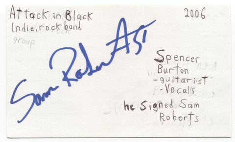 Spencer Burton Attack In Black Signed 3x5 Index Card Autographed Signature