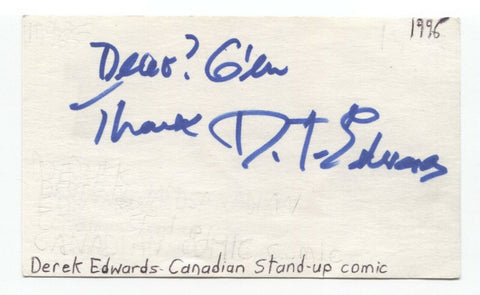 Derek Edwards Signed 3x5 Index Card Autographed Signature Comedian Comic Actor