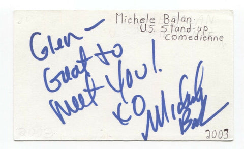 Michele Balan Signed 3x5 Index Card Autographed Signature Comedian Comic Actor