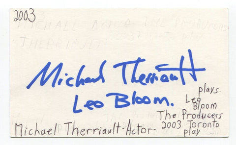 MIchael Therriault Signed 3x5 Index Card Autographed Actor Reign Locke And Key