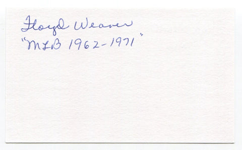 Floyd Weaver Signed 3x5 Index Card Autograph Baseball MLB Cleveland Indians