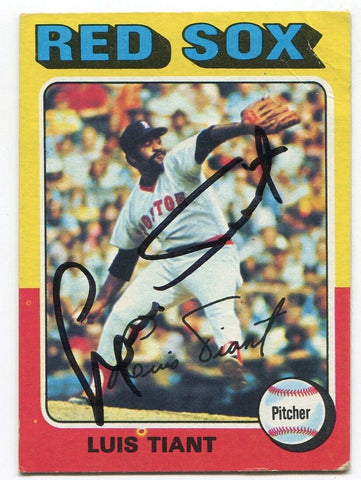 1975 Topps Luis Tiant Signed Baseball Card Autographed #430