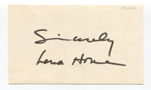 Lena Horne Signed 3x5 Index Card Autographed Actress Singer