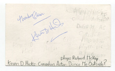Kevin Hicks Signed 3x5 Index Card Autographed Actor Goosebumps Due South