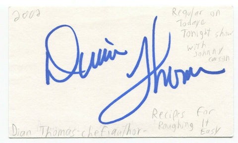 Dian Thomas Signed 3x5 Index Card Autographed Signature Cook Chef Author