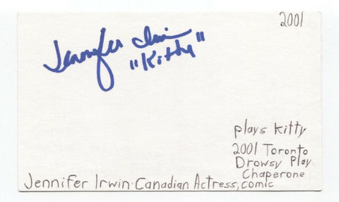 Jennifer Irwin Signed 3x5 Index Card Autographed Signature Comedian Actress