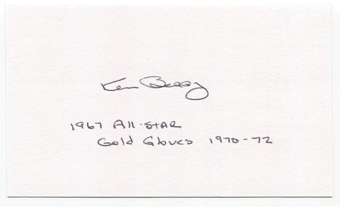 Ken Berry Signed 3x5 Index Card Autographed All-Star, 2x Gold Glove Award