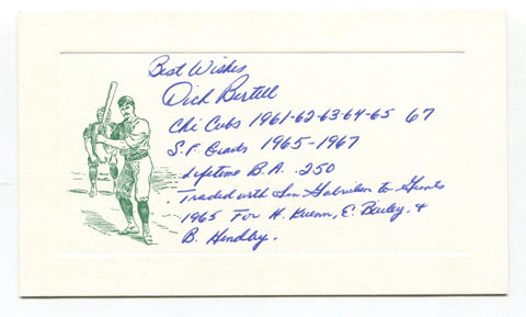Dick Bertell Signed Card Autograph MLB Baseball Roger Harris Collection