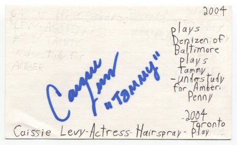 Caissie Levy Signed 3x5 Index Card Autograph Actress Gotham Rent Hairspray