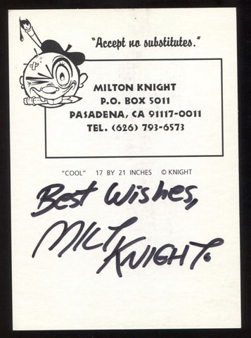 Milton Knight Signed Post Card Autographed Signature Comic Artist Cartoonist