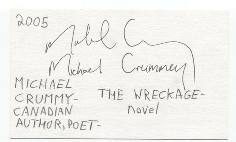 Michael Crummey Signed 3x5 Index Card Autographed Signature Author Writer