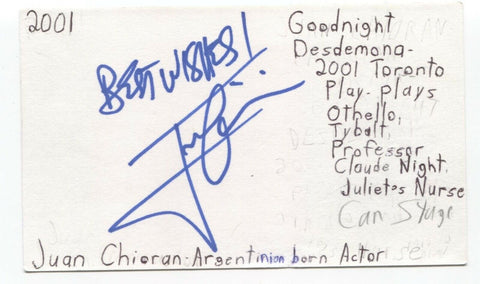 Juan Chioran Signed 3x5 Index Card Autographed Signature Voice Actor
