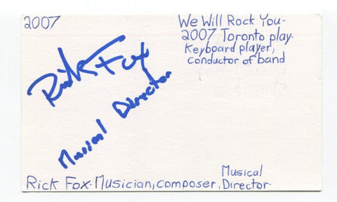 Rick Fox Signed 3x5 Index Card Autographed Musical Director Composer