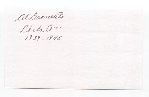 Albert "Al" Brancato Signed 3x5 Index Card Autographed Philadelphia Athletics