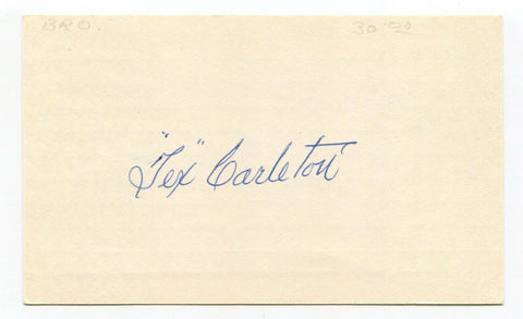 Tex Carleton Signed 3x5 Index Card Autographed Baseball 1934 St Louis Cardinals