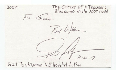Gail Tsukiyama Signed 3x5 Index Card Autographed Signature Author Writer