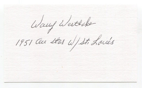 Wally Westlake Signed 3x5 Index Card Autograph Baseball Cardinals All Star 1951