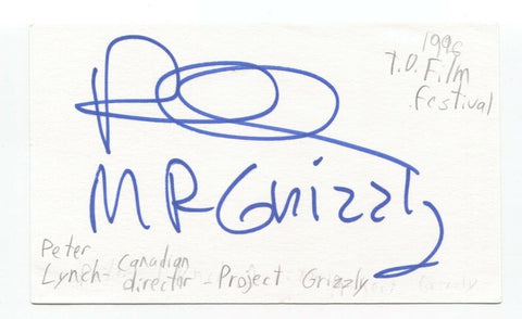 Peter Lynch Signed 3x5 Index Card Autographed Director Project Grizzly