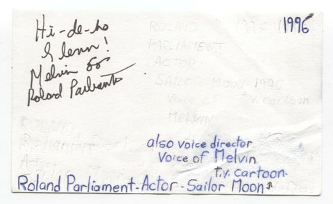 Roland Parliament Signed 3x5 Index Card Autograph Actor Director Sailor Moon