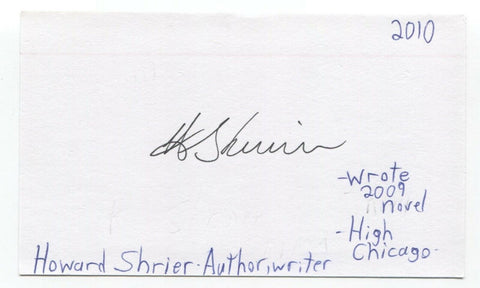 Howard Shrier Signed 3x5 Index Card Autographed Signature Author Writer