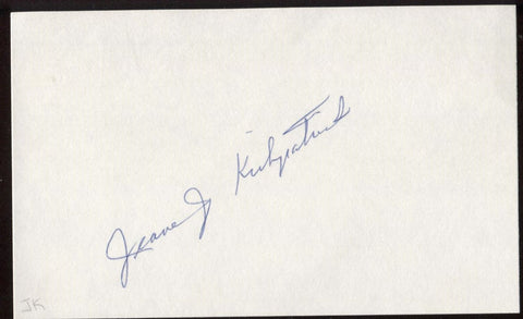 Jeane Kirkpatrick Signed Index Card Autographed Signature Auto 