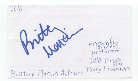 Brittany Marcin Signed 3x5 Index Card Autographed Signature Actress Dancer