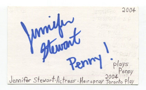 Jennifer Stewart Signed 3x5 Index Card Autographed Actress Hairspray